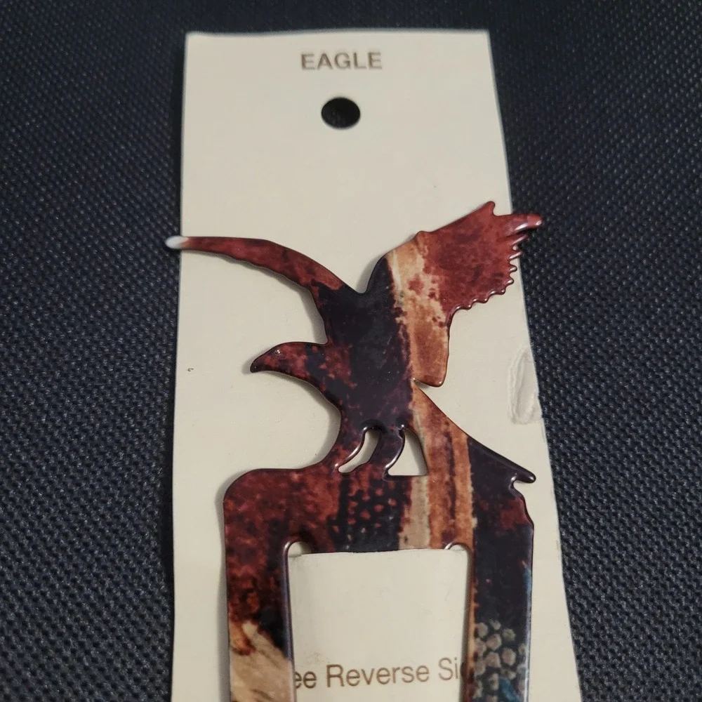 Lazart Eagle Metal Bookmark Nature Bird Silhouette Clip Brown Bronze Tone New